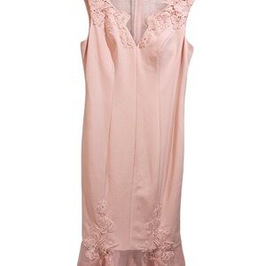 Aidan Mattox Blush Pink Lace-Trim Sleeveless Slip Dress
